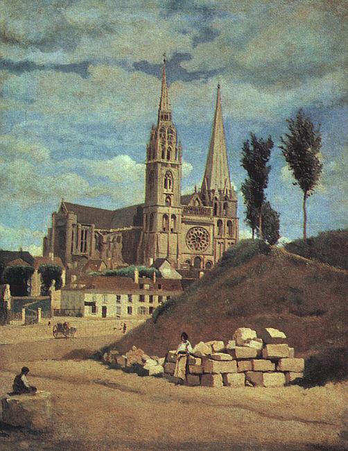  Jean Baptiste Camille  Corot Chartres Cathedral oil painting picture